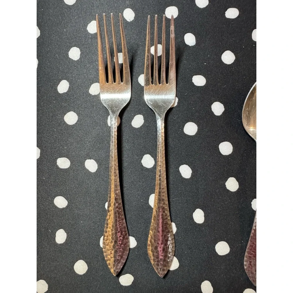 12 Piece Martha Stewart MSE Stainless Steel Hammered Silverware Replacements